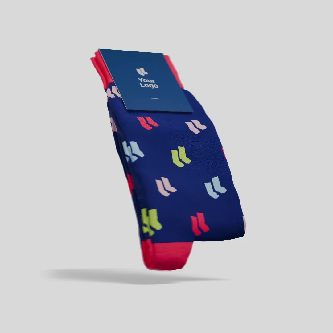 SOKKE custom branded socks with packaging, CGI render